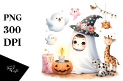 Cute Baby Ghost with Animal Print, Transparent PNG Product Image 1