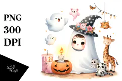 Cute Baby Ghost with Animal Print, Transparent PNG Product Image 1