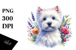 Cute Vibrant West Highland White Terrier Watercolor Clipart Product Image 1