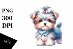 enthusiastic baby Yorkipoo, White Background PNG Product Image 1