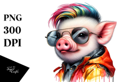 Cute Baby Pig Model with Cool Haircut PNG Product Image 1