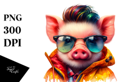 Cute Baby Pig Model with Cool Haircut PNG Product Image 1