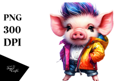 Cute Baby Pig Model with Cool Haircut PNG Product Image 1