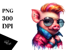 Cute Baby Pig Model with Cool Haircut PNG Product Image 1