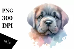 Cute Pastel Mastiff Watercolor Clipart Product Image 3