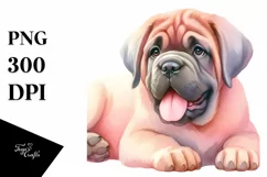 Cute Pastel Mastiff Watercolor Clipart Product Image 1