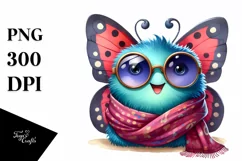 Funny Cute Butterfly with Scarf and Sunglasses Product Image 1