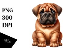 Watercolor Funny Bullmastiff Clipart Product Image 1