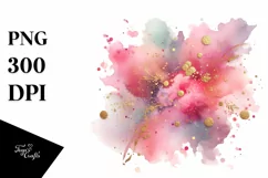 Pinkish Watercolor Particles with Golden Foil | Sublimation Product Image 3