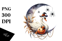 Eerie Swan on Half Moon with Spiders PNG Product Image 1
