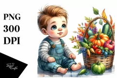 Quirky Baby with Autumn Vegetables | Clipart Product Image 1