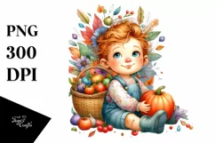 Quirky Baby with Autumn Vegetables | Clipart Product Image 3