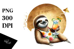 Funky Sloth in Beachwear, Transparent PNG Product Image 1