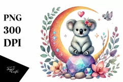 Baby Koala Moon Heart PNG Product Image 1