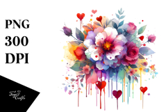 Colorful Flower with Hearts PNG Product Image 1