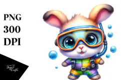 Vibrant Goofy Baby Rabbit, PNG Product Image 1