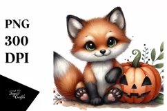 Cute Baby Fox, Watercolor PNG Product Image 3