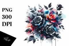 dWatercolor Black Roses | Vibrant Abstract Painting | Product Image 3