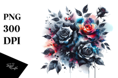 dWatercolor Black Roses | Vibrant Abstract Painting | Product Image 1