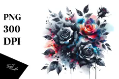 dWatercolor Black Roses | Vibrant Abstract Painting | Product Image 1