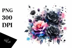 dWatercolor Black Roses | Vibrant Abstract Painting | Product Image 3