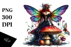 Creative Gothic Fairy on Mushroom, PNG Product Image 1