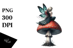 Creative Gothic Fairy on Mushroom, PNG Product Image 1