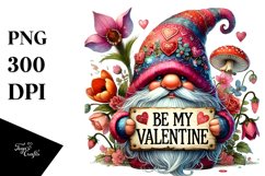 Valentine&#039;s Gnome with Sign Watercolor PNG Product Image 1