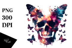 Grungy Skull Butterfly with Silhouettes,Transparent PNG Product Image 1