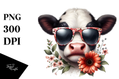 Funny Baby Cow with Sunglasses, PNG Product Image 1