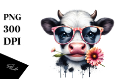 Funny Baby Cow with Sunglasses, PNG Product Image 1