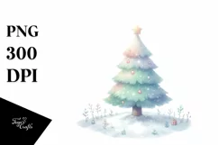 Colorful Watercolor Christmas Tree, Transparent PNG Product Image 1