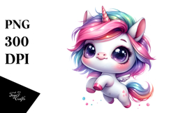 Cute Baby Unicorn Playing with Cool Haircut PNG Product Image 1
