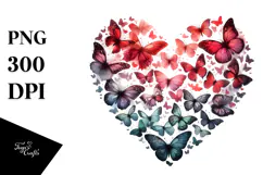 Heart with Butterflies Silhouettes PNG Product Image 1
