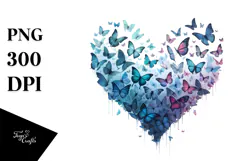 Heart with Butterflies Silhouettes PNG Product Image 1