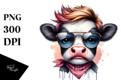 Baby Cow with Cool Hair, PNG Product Image 1