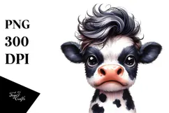 Baby Cow with Cool Hair, PNG Product Image 1