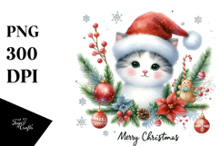 Festive Christmas Cat, Transparent PNG Product Image 1