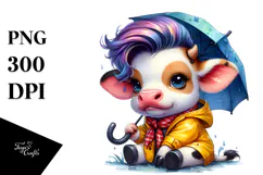 Cute Baby Cow Raincoat PNG Product Image 1