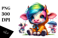 Cute Baby Cow Playing PNG Product Image 1