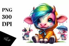Cute Baby Cow Playing PNG Product Image 3