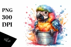 Colorful Baby Macaw in Bucket | Clipart Product Image 3