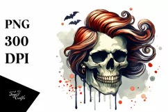 Vampire Skull with Hair PNG Product Image 3