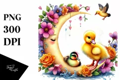 Adorning Baby Duck on Moon, PNG Product Image 1