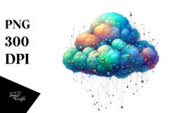 Colorful Cyan Watercolor Cloud | Clipart Product Image 1