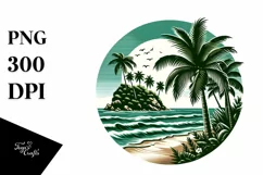 Vintage Tropical Island Beach Clipart Product Image 3