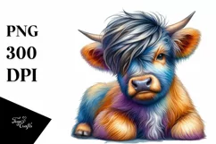 Cute Baby Highlandcow Sitting PNG Product Image 1
