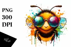 Quirky Colorful Bee with Sunglasses | Clipart Product Image 3