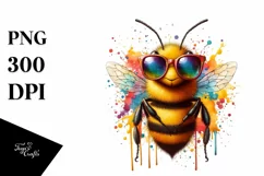 Quirky Colorful Bee with Sunglasses | Clipart Product Image 3
