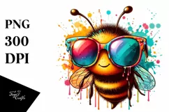 Quirky Colorful Bee with Sunglasses | Clipart Product Image 3